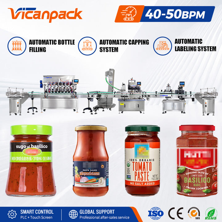 Automatic Tomato Ketchup Filling Capping And Labeling Machine Line