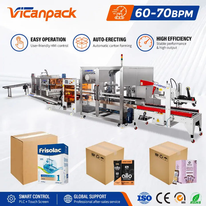 Professional Box Case Packing System For Packaging Line Automation