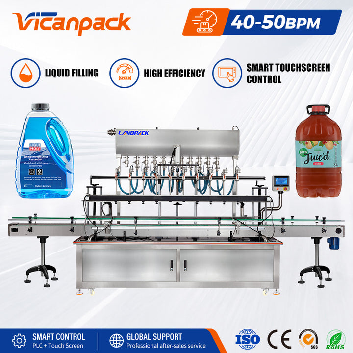 Automatic 10 Heads Liquid Linear Bottle Filling Machine, Liquid Soap Filling Machine