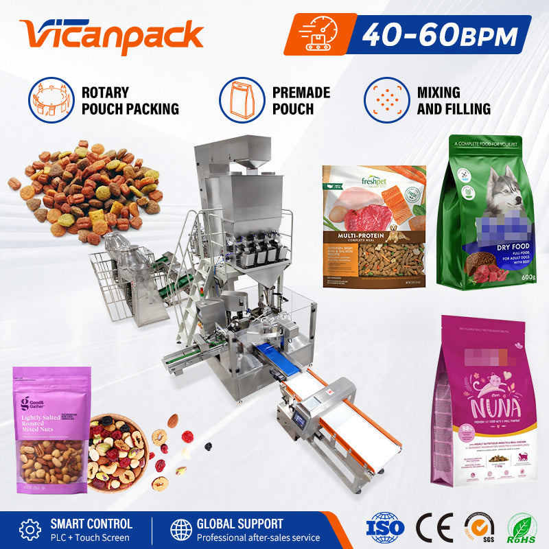 Automatic Rotary Premade Pouch Packing Machine Pet Food Doypack Packaging Machine