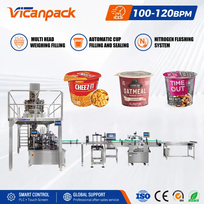 automatic rotary cup filling and sealing machine