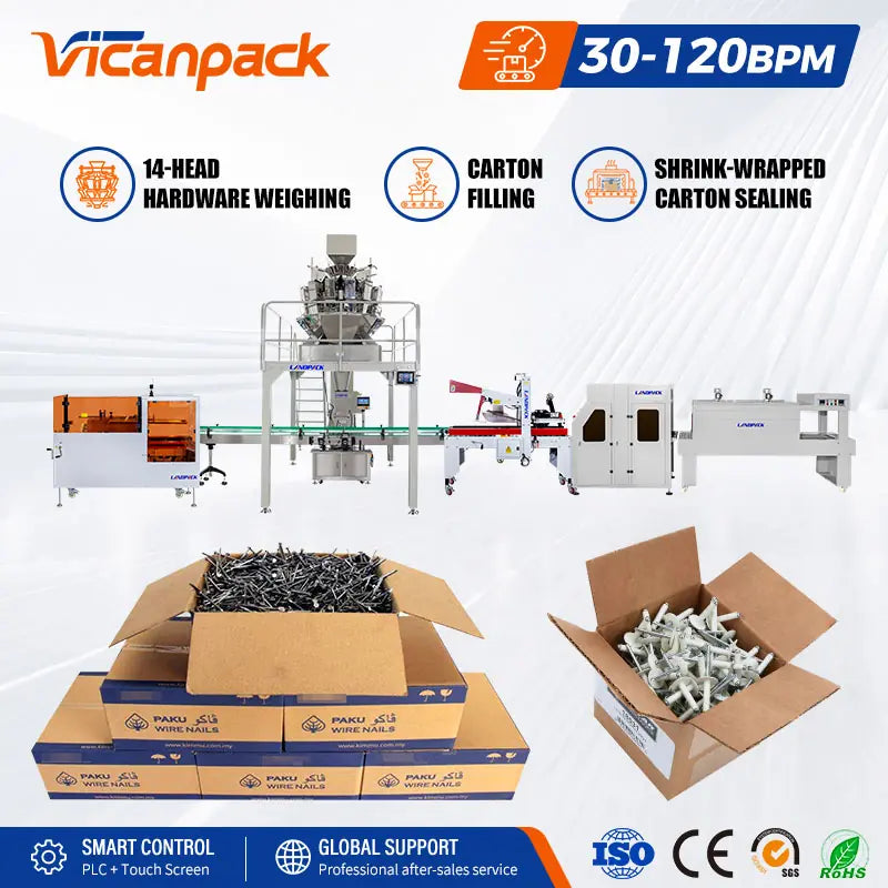 Automatic Weighing Filling Line Machine Industrial Bolts Metal Parts Fastener Screw Nail Hardware Accessories Carton