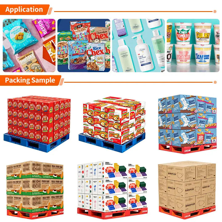 Automatic Case Packing System with Delta Robot Case Packer, Carton Sealer and Robot Palletizer