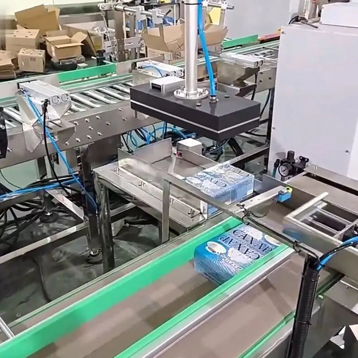 Automatic Robotic Case Packing System with Case Erecting, Sealing and Palletizing