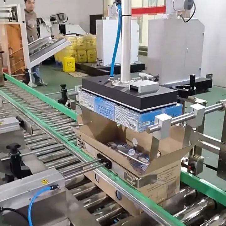 Automatic Robotic Case Packing System with Case Erecting, Sealing and Palletizing