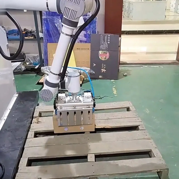 Automatic Robotic Case Packing System with Case Erecting, Sealing and Palletizing