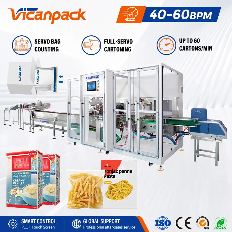 Automatic Bagged Macaroni Counting and Cartoning Packing System