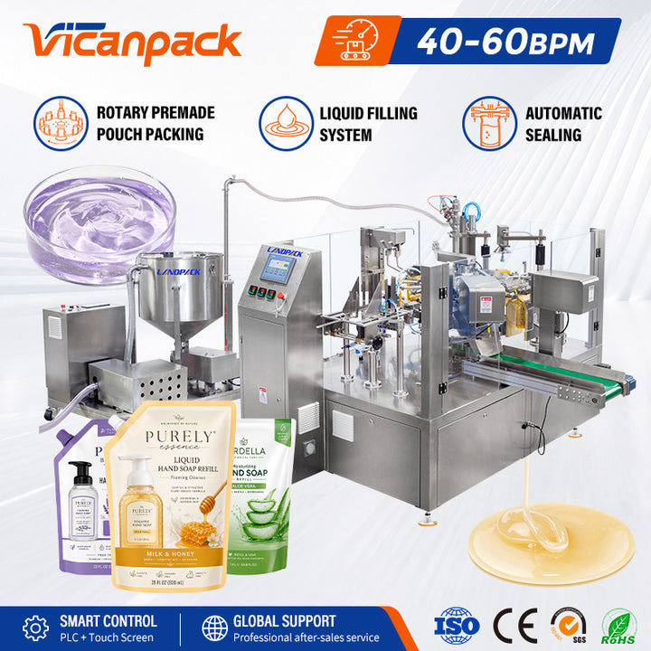 Automated Alcohol Hand Sanitizer Premade Pouch Fill And Seal Machine