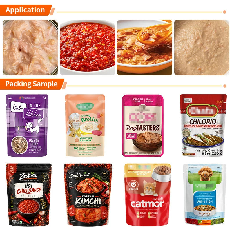 Fully Automatic Cat Strip Minced Meat Pet Food Doypack Premade Pouch Packing Machine