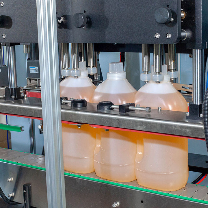 Automatic Chemical Liquid Bottle Filling Capping Labeling Shrink Wrapping Line
