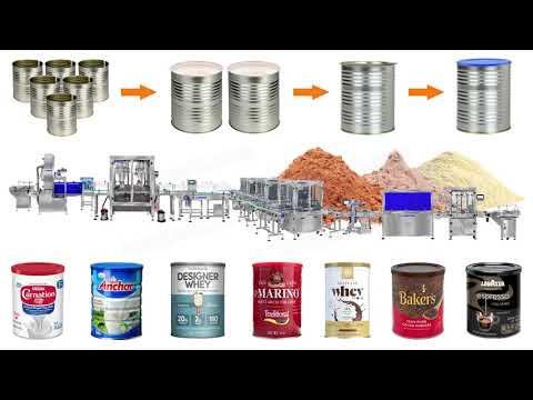 Automatic Coffee Protein Powders Can Packaging Production Line Milk Powder Can Filling Machine